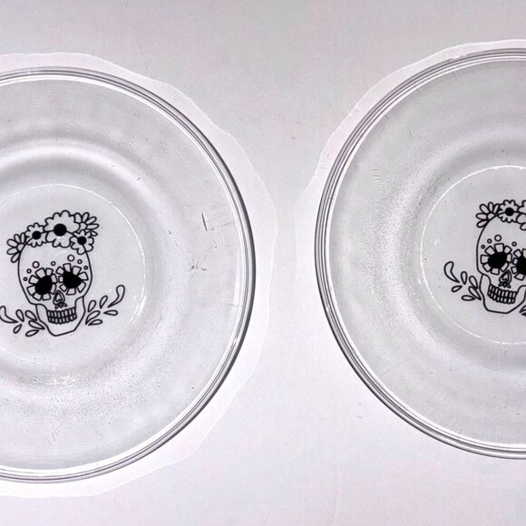 Halloween 6 Crate & Barrel "Day of the Dead" 6" Round Appetizer Snack Plates - Picture 2 of 8